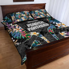 Penrith Panthers Quilt Bed Set Tropical Hibiscus Floral Pattern With Black And Grey Accents