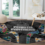 Penrith Panthers Round Carpet Tropical Hibiscus Floral Pattern With Black And Grey Accents