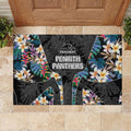 Penrith Panthers Rubber Doormat Tropical Hibiscus Floral Pattern With Black And Grey Accents