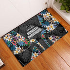 Penrith Panthers Rubber Doormat Tropical Hibiscus Floral Pattern With Black And Grey Accents