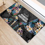 Penrith Panthers Rubber Doormat Tropical Hibiscus Floral Pattern With Black And Grey Accents