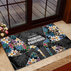Penrith Panthers Rubber Doormat Tropical Hibiscus Floral Pattern With Black And Grey Accents
