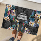 Penrith Panthers Rubber Doormat Tropical Hibiscus Floral Pattern With Black And Grey Accents