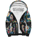 Penrith Panthers Sherpa Hoodie Tropical Hibiscus Floral Pattern With Black And Grey Accents