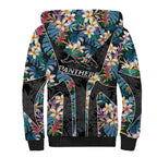 Penrith Panthers Sherpa Hoodie Tropical Hibiscus Floral Pattern With Black And Grey Accents