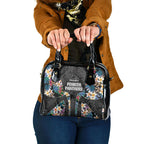 Penrith Panthers Shoulder Handbag Tropical Hibiscus Floral Pattern With Black And Grey Accents