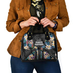 Penrith Panthers Shoulder Handbag Tropical Hibiscus Floral Pattern With Black And Grey Accents