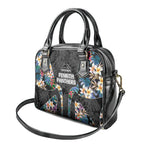 Penrith Panthers Shoulder Handbag Tropical Hibiscus Floral Pattern With Black And Grey Accents