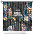 Penrith Panthers Shower Curtain Tropical Hibiscus Floral Pattern With Black And Grey Accents
