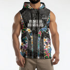 Penrith Panthers Sleeveless Hoodie Tropical Hibiscus Floral Pattern With Black And Grey Accents