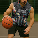 Penrith Panthers Sleeveless Zip Hoodie Tropical Hibiscus Floral Pattern With Black And Grey Accents