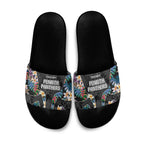 Penrith Panthers Slide Sandals Tropical Hibiscus Floral Pattern With Black And Grey Accents