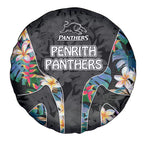 Penrith Panthers Spare Tire Cover Tropical Hibiscus Floral Pattern With Black And Grey Accents