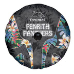 Penrith Panthers Spare Tire Cover Tropical Hibiscus Floral Pattern With Black And Grey Accents