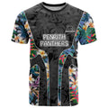 Penrith Panthers T Shirt Tropical Hibiscus Floral Pattern With Black And Grey Accents