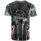 Penrith Panthers T Shirt Tropical Hibiscus Floral Pattern With Black And Grey Accents