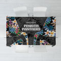 Penrith Panthers Tablecloth Tropical Hibiscus Floral Pattern With Black And Grey Accents