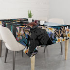 Penrith Panthers Tablecloth Tropical Hibiscus Floral Pattern With Black And Grey Accents