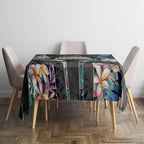 Penrith Panthers Tablecloth Tropical Hibiscus Floral Pattern With Black And Grey Accents