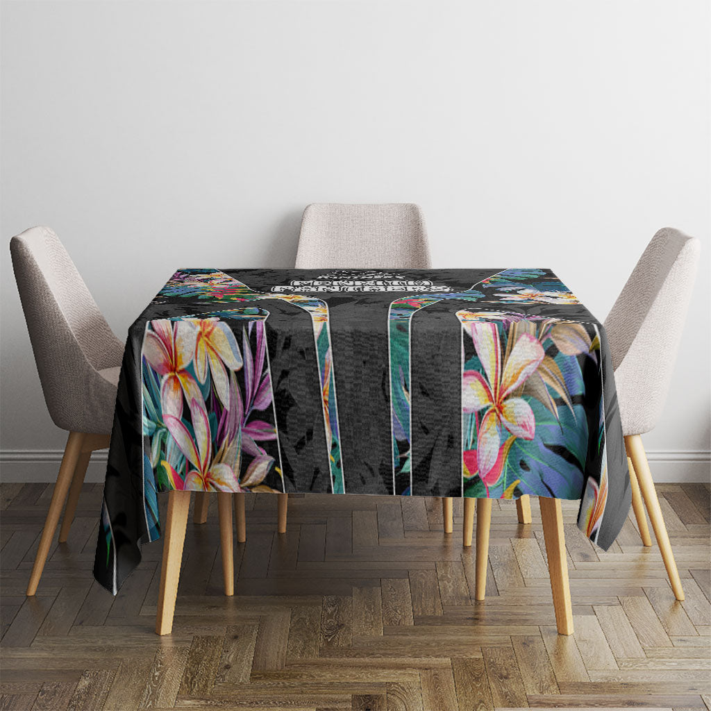 Penrith Panthers Tablecloth Tropical Hibiscus Floral Pattern With Black And Grey Accents