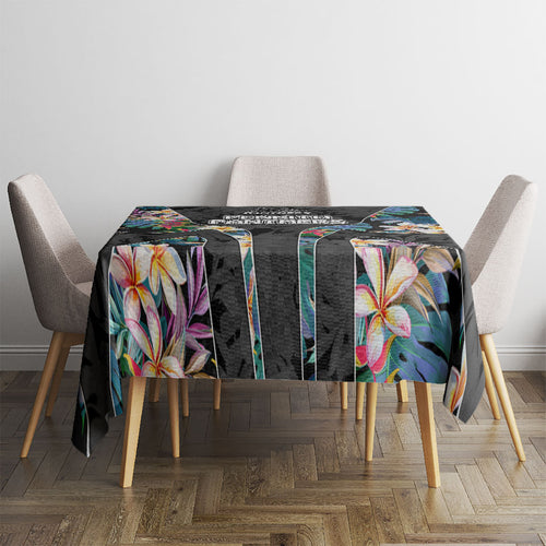Penrith Panthers Tablecloth Tropical Hibiscus Floral Pattern With Black And Grey Accents