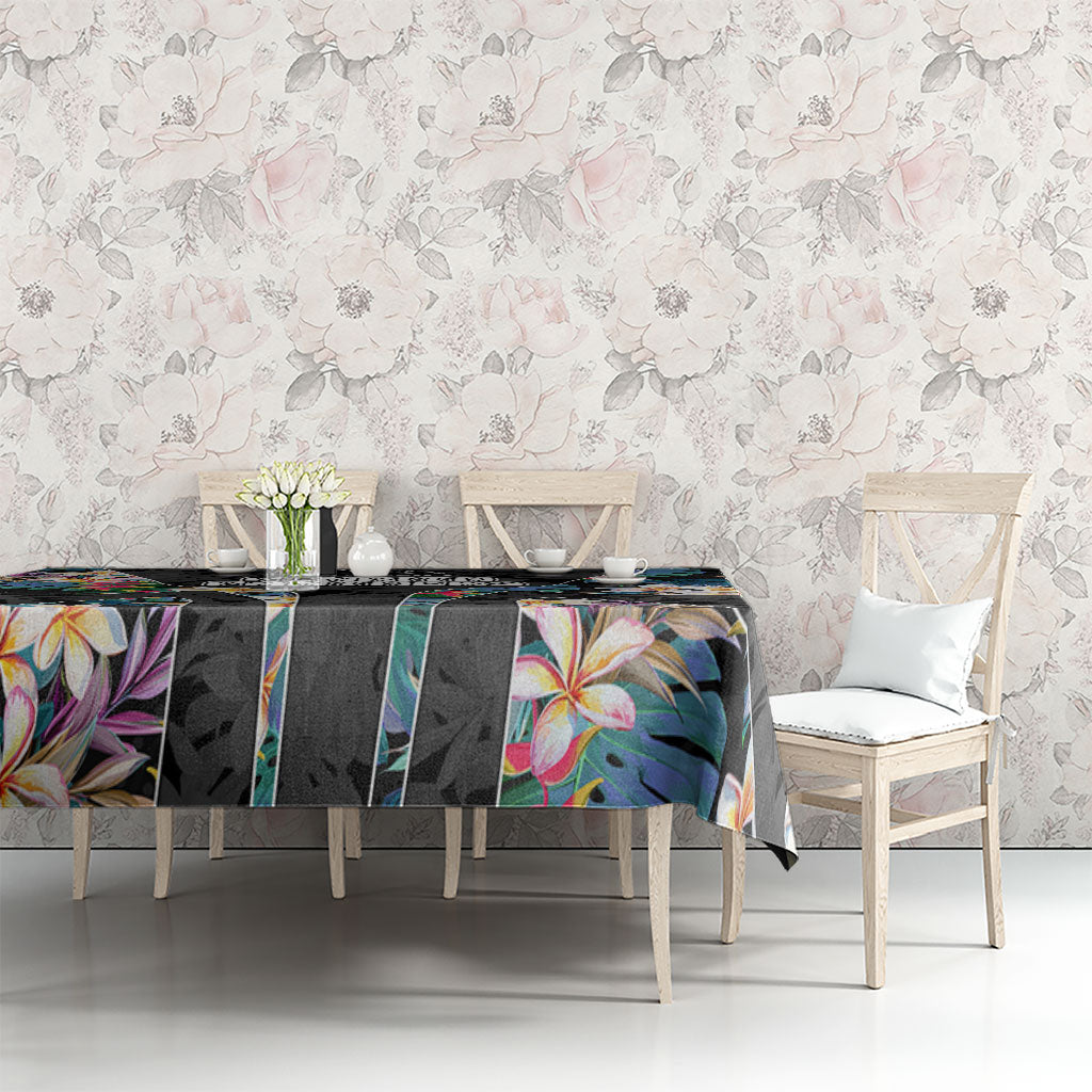 Penrith Panthers Tablecloth Tropical Hibiscus Floral Pattern With Black And Grey Accents