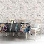 Penrith Panthers Tablecloth Tropical Hibiscus Floral Pattern With Black And Grey Accents