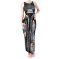 Penrith Panthers Tank Maxi Dress Tropical Hibiscus Floral Pattern With Black And Grey Accents