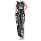 Penrith Panthers Tank Maxi Dress Tropical Hibiscus Floral Pattern With Black And Grey Accents