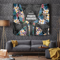 Penrith Panthers Tapestry Tropical Hibiscus Floral Pattern With Black And Grey Accents