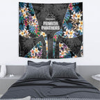 Penrith Panthers Tapestry Tropical Hibiscus Floral Pattern With Black And Grey Accents