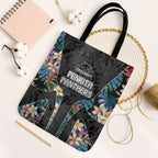 Penrith Panthers Tote Bag Tropical Hibiscus Floral Pattern With Black And Grey Accents