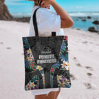 Penrith Panthers Tote Bag Tropical Hibiscus Floral Pattern With Black And Grey Accents