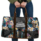 Penrith Panthers Travel Bag Tropical Hibiscus Floral Pattern With Black And Grey Accents