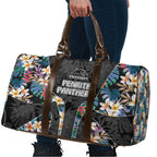 Penrith Panthers Travel Bag Tropical Hibiscus Floral Pattern With Black And Grey Accents