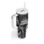 Penrith Panthers Tumbler With Handle Tropical Hibiscus Floral Pattern With Black And Grey Accents