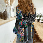 Penrith Panthers Women Casual Shirt Tropical Hibiscus Floral Pattern With Black And Grey Accents