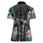Penrith Panthers Women Polo Shirt Tropical Hibiscus Floral Pattern With Black And Grey Accents