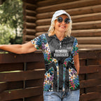 Penrith Panthers Women Polo Shirt Tropical Hibiscus Floral Pattern With Black And Grey Accents