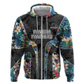 Penrith Panthers Zip Hoodie Tropical Hibiscus Floral Pattern With Black And Grey Accents