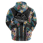 Penrith Panthers Zip Hoodie Tropical Hibiscus Floral Pattern With Black And Grey Accents