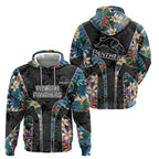 Penrith Panthers Zip Hoodie Tropical Hibiscus Floral Pattern With Black And Grey Accents