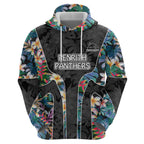 Penrith Panthers Zip Hoodie Tropical Hibiscus Floral Pattern With Black And Grey Accents