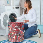 Dolphins Laundry Basket Tropical Hibiscus Floral Pattern With Red And White Accents