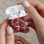 Dolphins AirPods Case Tropical Hibiscus Floral Pattern With Red And White Accents