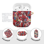 Dolphins AirPods Case Tropical Hibiscus Floral Pattern With Red And White Accents