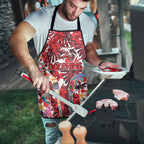 Dolphins Apron Tropical Hibiscus Floral Pattern With Red And White Accents