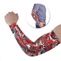 Dolphins Arm Sleeves Tropical Hibiscus Floral Pattern With Red And White Accents