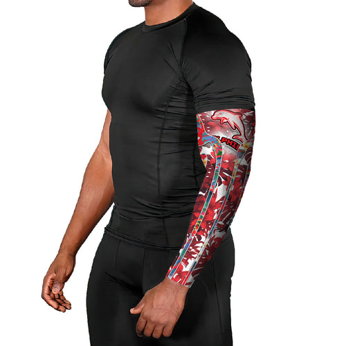 Dolphins Arm Sleeves Tropical Hibiscus Floral Pattern With Red And White Accents