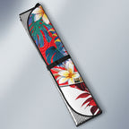 Dolphins Auto Sun Shade Tropical Hibiscus Floral Pattern With Red And White Accents